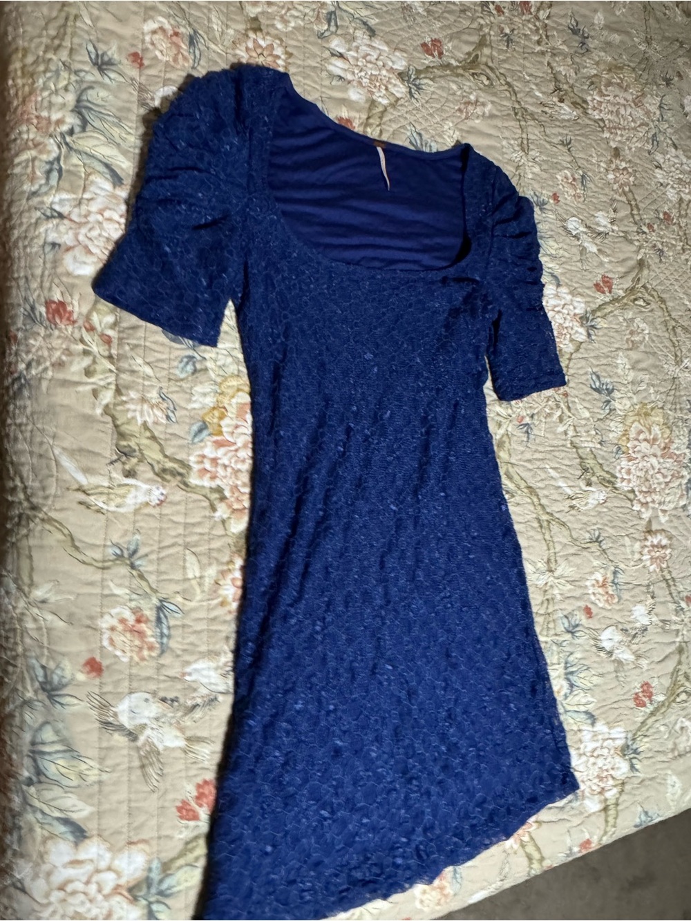 Free People Navy Blue Asymmetrical Lace Dress